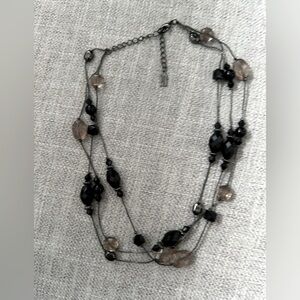 1928 3 strands statement necklace with black  and white crystal beads